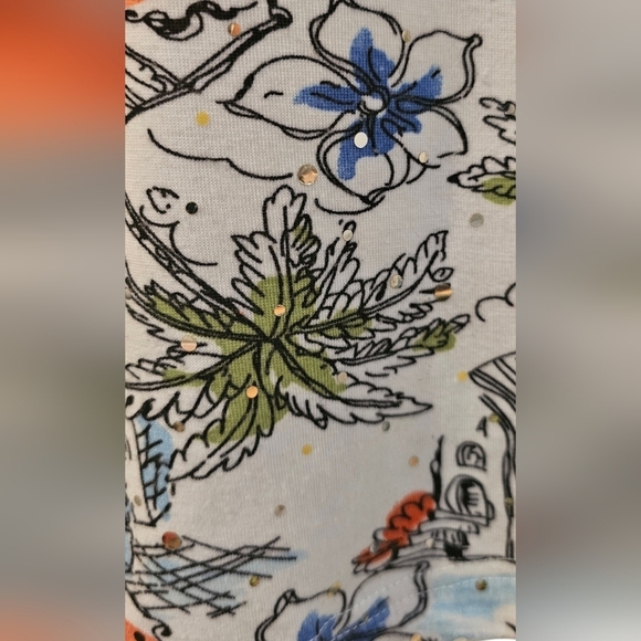 Cathy Daniels - Vibrant Tropical Collared V-Neck Top Mini Mirrored Round Dots - Picture 8 of 8